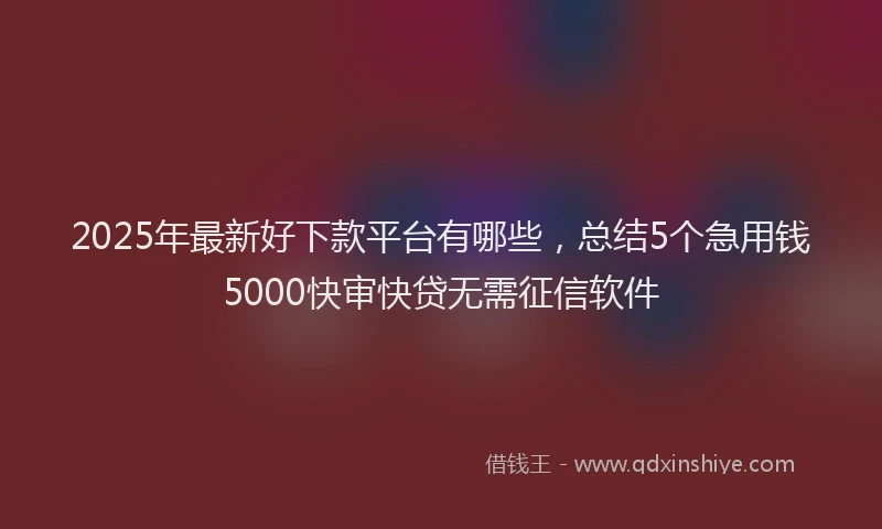2025年最新好下款平台有哪些，总结5个急用钱5000快审快贷无需征信软件