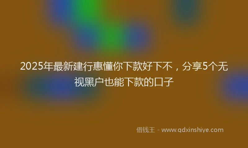 2025年最新建行惠懂你下款好下不，分享5个无视黑户也能下款的口子