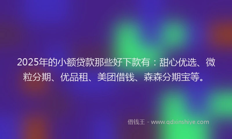 2025年的小额贷款那些好下款有：甜心优选、微粒分期、优品租、美团借钱、森森分期宝等。