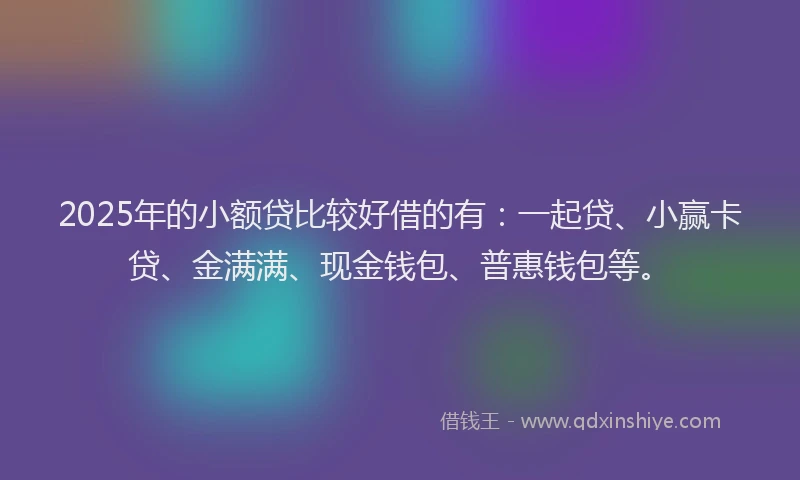 2025年的小额贷比较好借的有：一起贷、小赢卡贷、金满满、现金钱包、普惠钱包等。