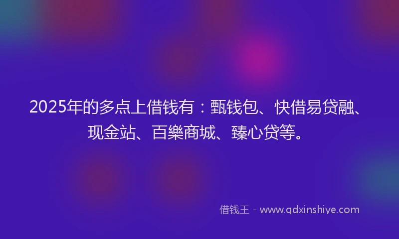 2025年的多点上借钱有：甄钱包、快借易贷融、现金站、百樂商城、臻心贷等。