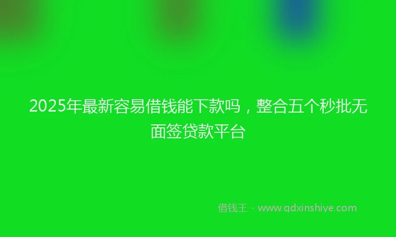 2025年最新容易借钱能下款吗，整合五个秒批无面签贷款平台