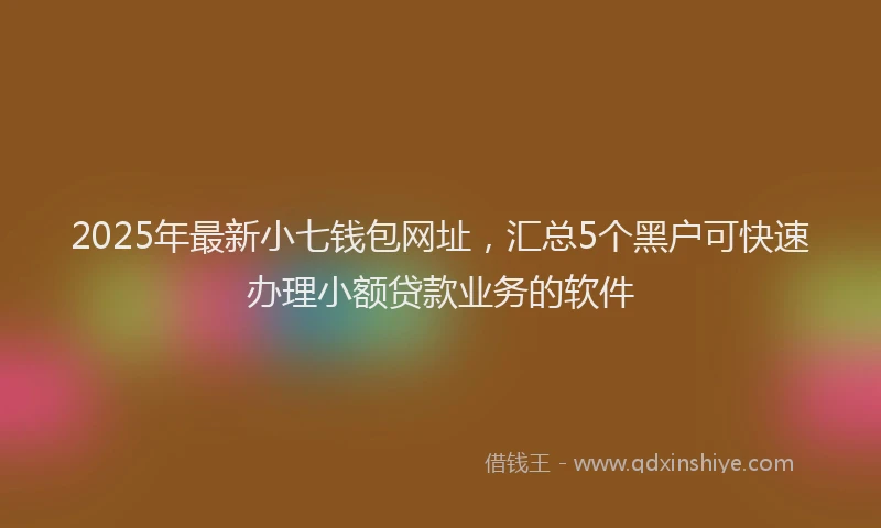 2025年最新小七钱包网址，汇总5个黑户可快速办理小额贷款业务的软件