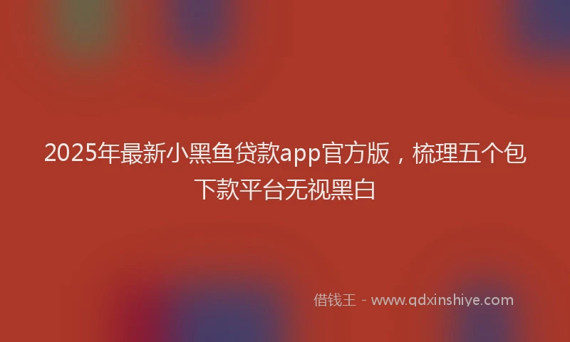 2025年最新小黑鱼贷款app官方版，梳理五个包下款平台无视黑白