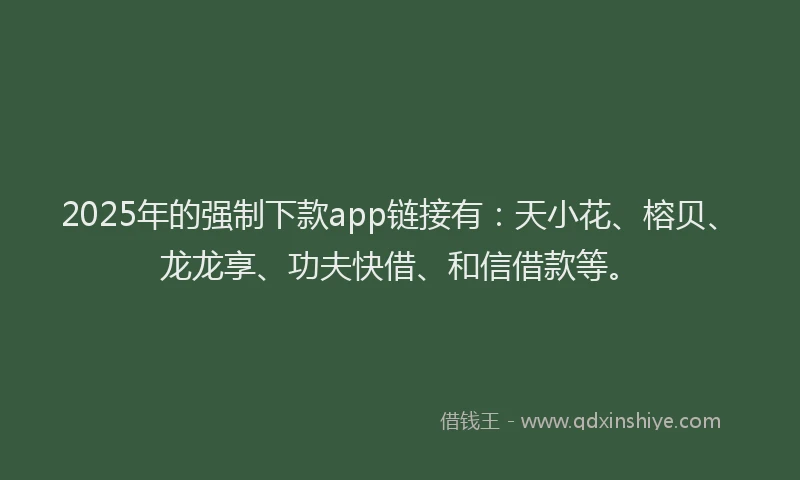 2025年的强制下款app链接有：天小花、榕贝、龙龙享、功夫快借、和信借款等。