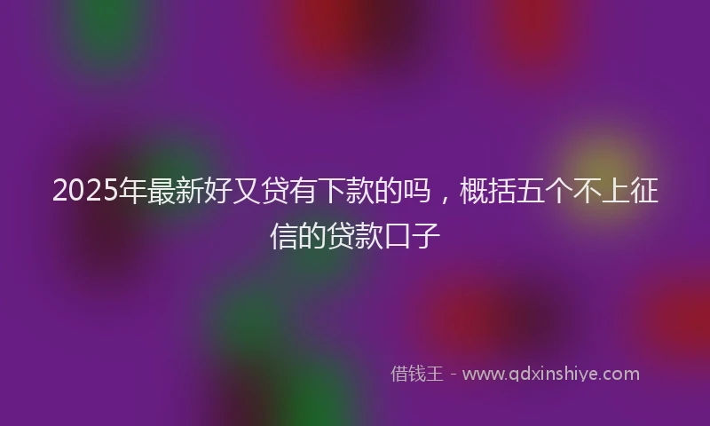 2025年最新好又贷有下款的吗，概括五个不上征信的贷款口子