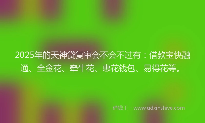 2025年的天神贷复审会不会不过有：借款宝快融通、全金花、牵牛花、惠花钱包、易得花等。