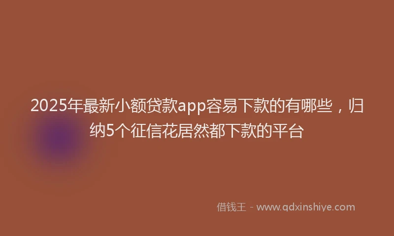 2025年最新小额贷款app容易下款的有哪些，归纳5个征信花居然都下款的平台
