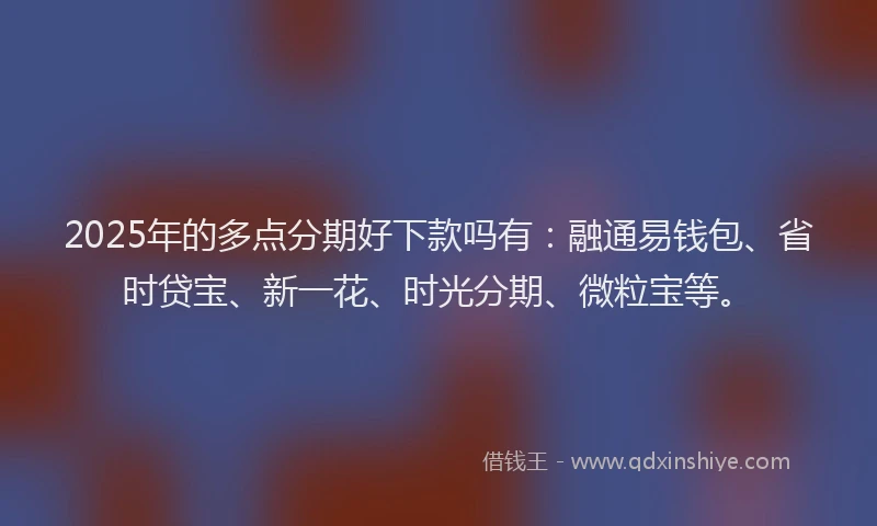 2025年的多点分期好下款吗有：融通易钱包、省时贷宝、新一花、时光分期、微粒宝等。