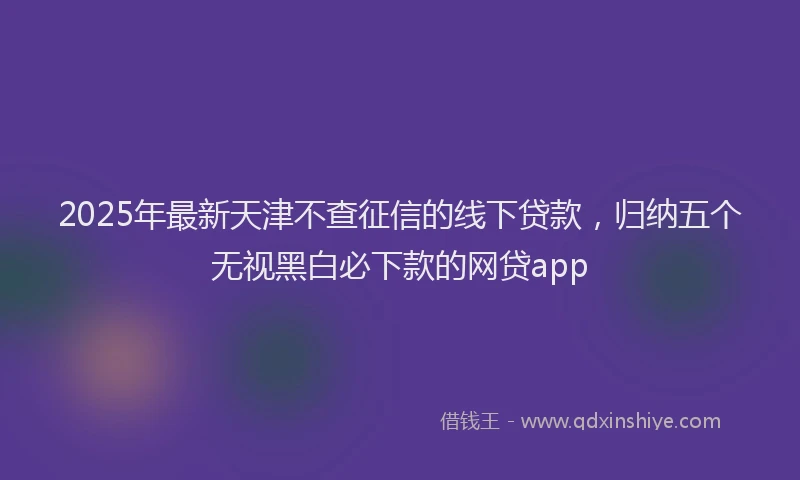 2025年最新天津不查征信的线下贷款，归纳五个无视黑白必下款的网贷app