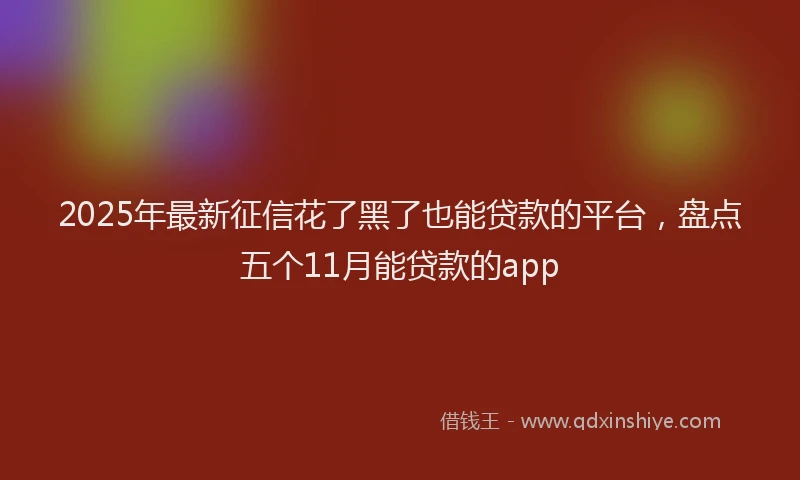 2025年最新征信花了黑了也能贷款的平台，盘点五个11月能贷款的app