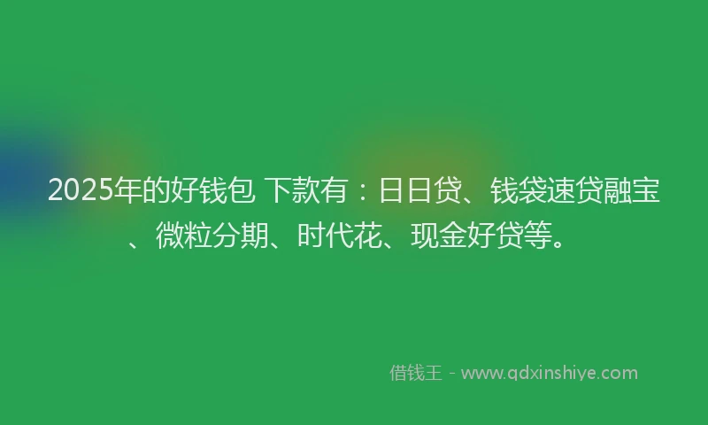 2025年的好钱包 下款有：日日贷、钱袋速贷融宝、微粒分期、时代花、现金好贷等。