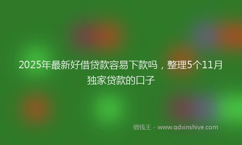 2025年最新好借贷款容易下款吗，整理5个11月独家贷款的口子