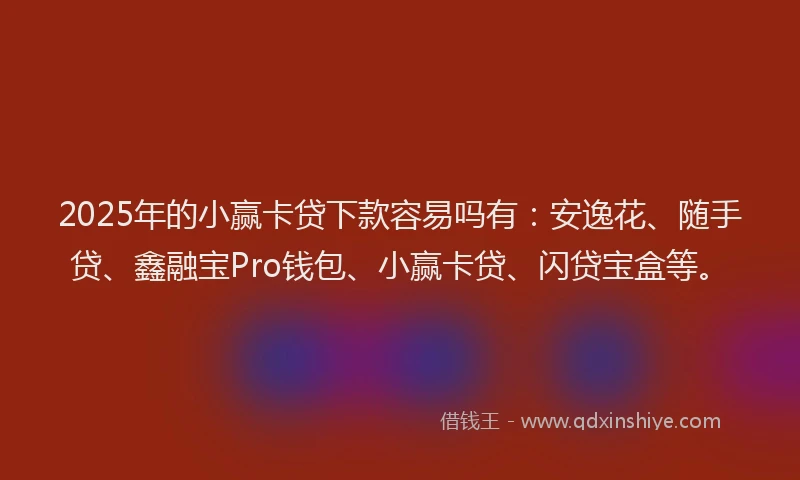 2025年的小赢卡贷下款容易吗有：安逸花、随手贷、鑫融宝Pro钱包、小赢卡贷、闪贷宝盒等。