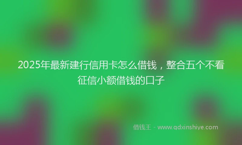 2025年最新建行信用卡怎么借钱，整合五个不看征信小额借钱的口子