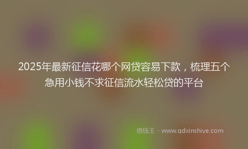 2025年最新征信花哪个网贷容易下款，梳理五个急用小钱不求征信流水轻松贷的平台