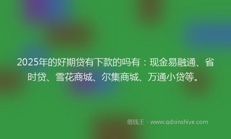 2025年的好期贷有下款的吗有：现金易融通、省时贷、雪花商城、尔集商城、万通小贷等。