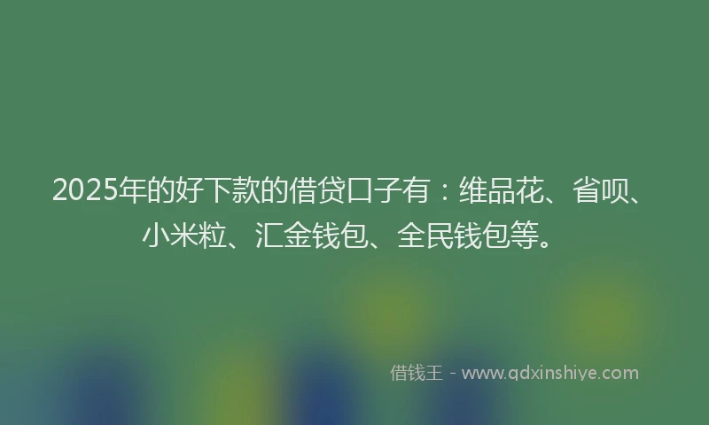 2025年的好下款的借贷口子有：维品花、省呗、小米粒、汇金钱包、全民钱包等。
