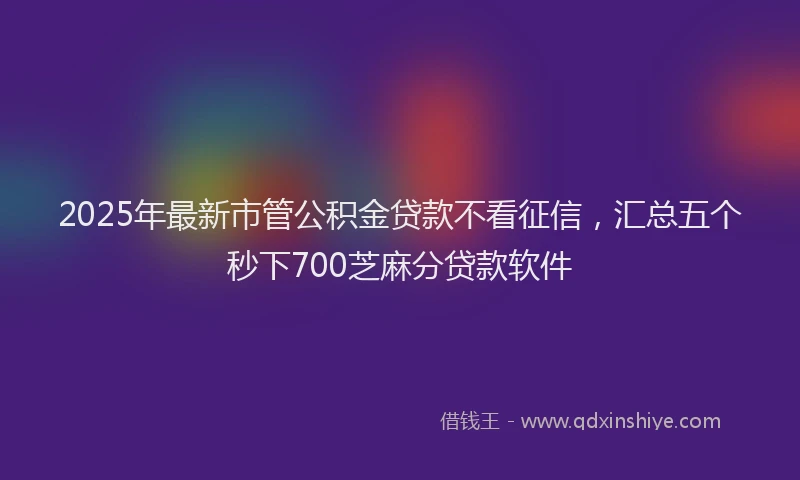 2025年最新市管公积金贷款不看征信，汇总五个秒下700芝麻分贷款软件
