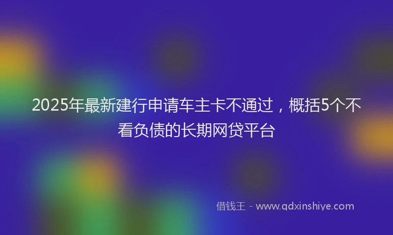2025年最新建行申请车主卡不通过，概括5个不看负债的长期网贷平台