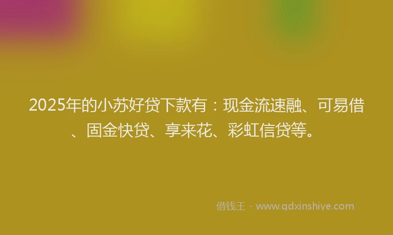 2025年的小苏好贷下款有：现金流速融、可易借、固金快贷、享来花、彩虹信贷等。