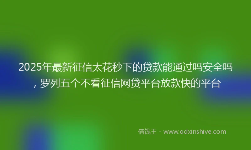 2025年最新征信太花秒下的贷款能通过吗安全吗，罗列五个不看征信网贷平台放款快的平台