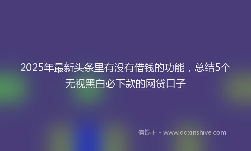 2025年最新头条里有没有借钱的功能，总结5个无视黑白必下款的网贷口子
