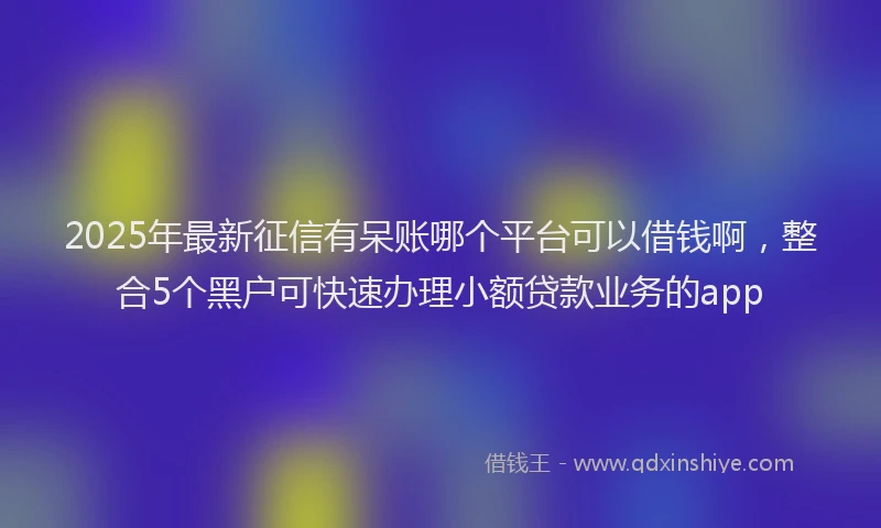 2025年最新征信有呆账哪个平台可以借钱啊，整合5个黑户可快速办理小额贷款业务的app