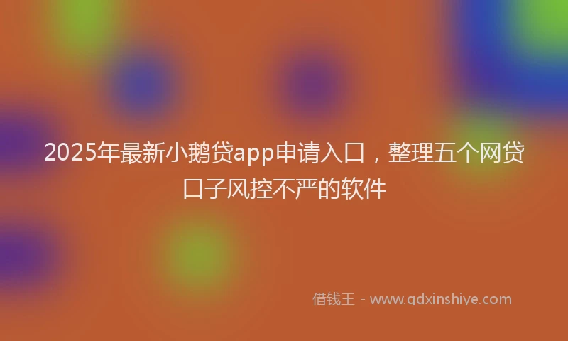 2025年最新小鹅贷app申请入口，整理五个网贷口子风控不严的软件