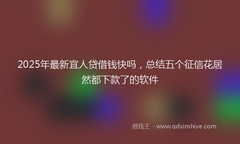 2025年最新宜人贷借钱快吗，总结五个征信花居然都下款了的软件