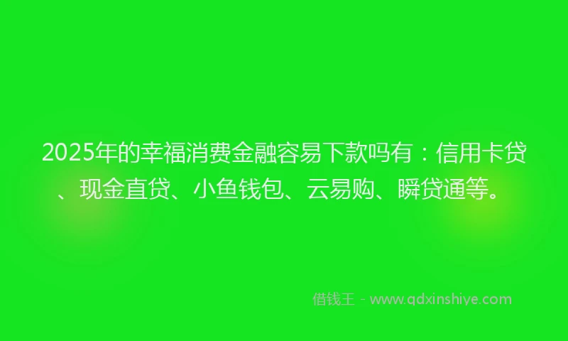 2025年的幸福消费金融容易下款吗有：信用卡贷、现金直贷、小鱼钱包、云易购、瞬贷通等。