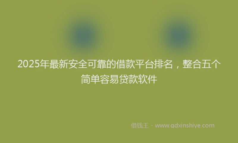 2025年最新安全可靠的借款平台排名，整合五个简单容易贷款软件