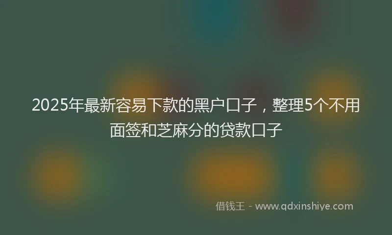 2025年最新容易下款的黑户口子，整理5个不用面签和芝麻分的贷款口子