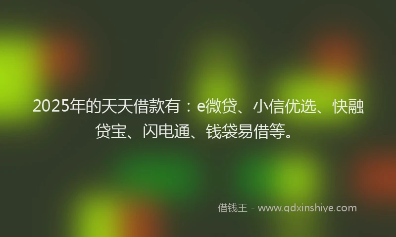 2025年的天天借款有：e微贷、小信优选、快融贷宝、闪电通、钱袋易借等。