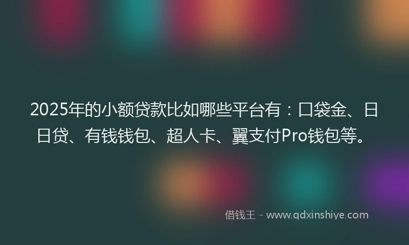 2025年的小额贷款比如哪些平台有：口袋金、日日贷、有钱钱包、超人卡、翼支付Pro钱包等。