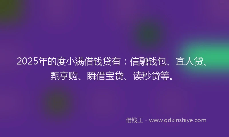 2025年的度小满借钱贷有：信融钱包、宜人贷、甄享购、瞬借宝贷、读秒贷等。