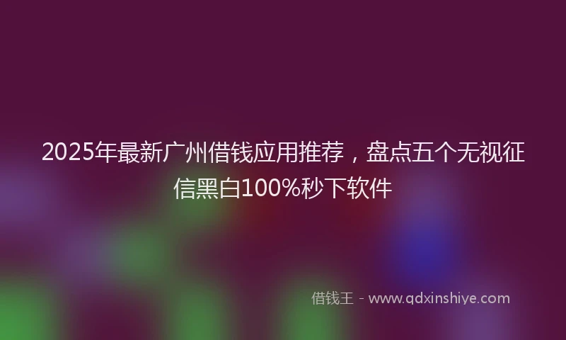 2025年最新广州借钱应用推荐，盘点五个无视征信黑白100%秒下软件