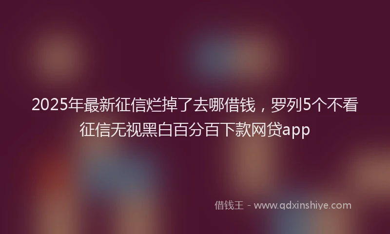 2025年最新征信烂掉了去哪借钱，罗列5个不看征信无视黑白百分百下款网贷app