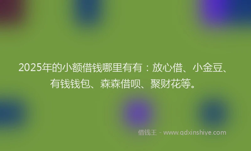 2025年的小额借钱哪里有有：放心借、小金豆、有钱钱包、森森借呗、聚财花等。