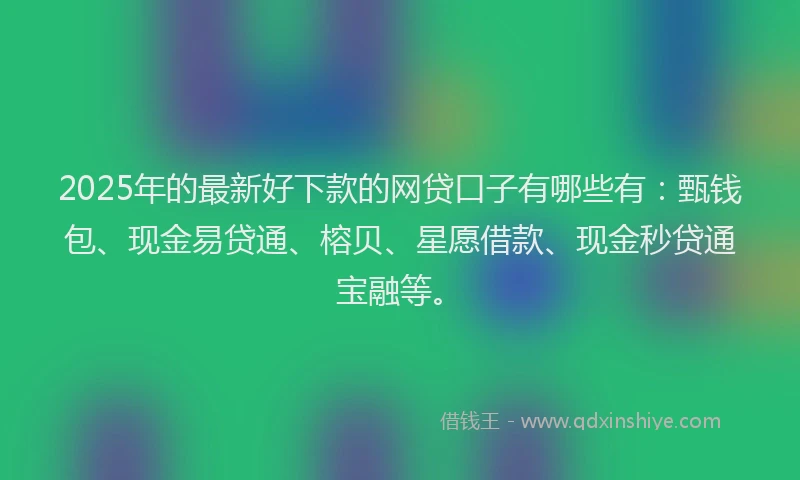 2025年的最新好下款的网贷口子有哪些有：甄钱包、现金易贷通、榕贝、星愿借款、现金秒贷通宝融等。