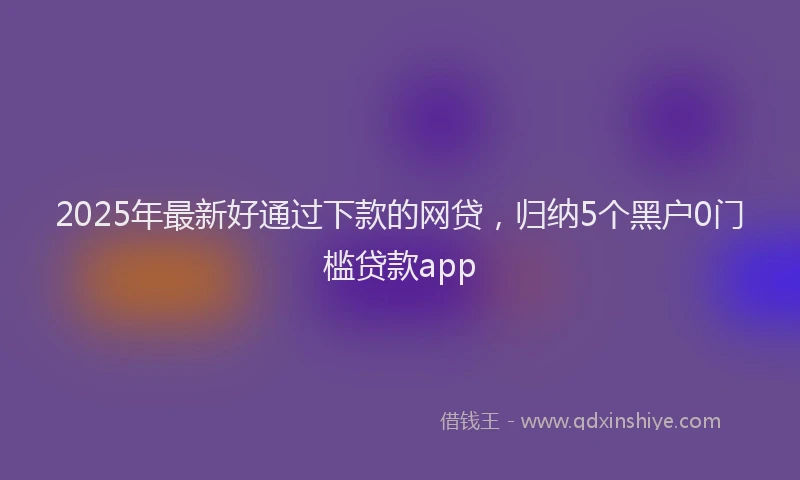 2025年最新好通过下款的网贷，归纳5个黑户0门槛贷款app
