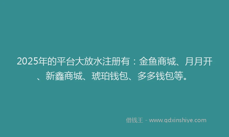 2025年的平台大放水注册有：金鱼商城、月月开、新鑫商城、琥珀钱包、多多钱包等。