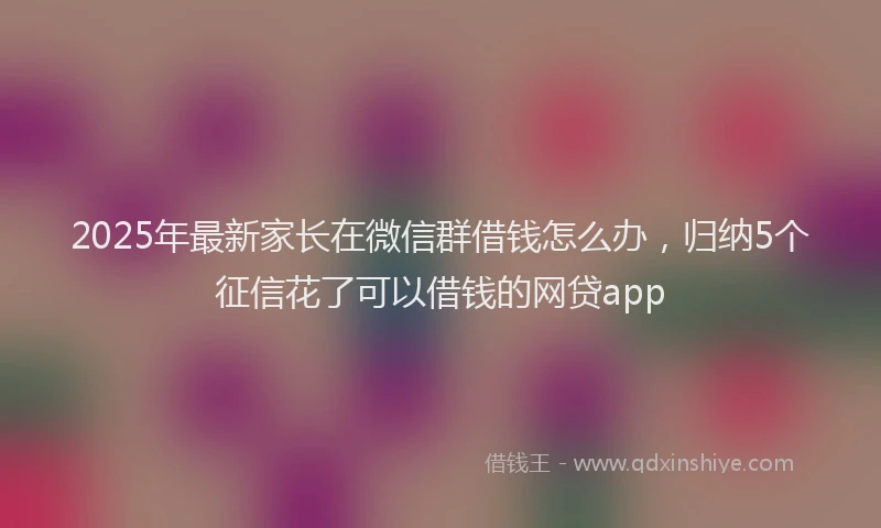 2025年最新家长在微信群借钱怎么办，归纳5个征信花了可以借钱的网贷app