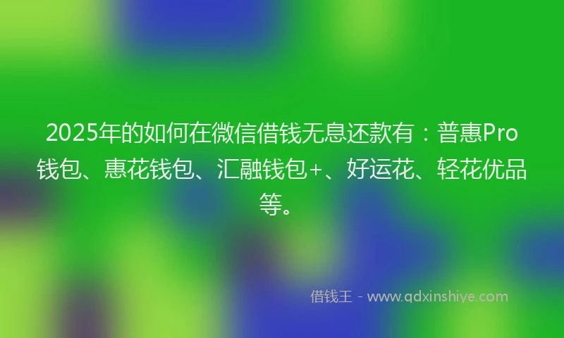 2025年的如何在微信借钱无息还款有：普惠Pro钱包、惠花钱包、汇融钱包+、好运花、轻花优品等。