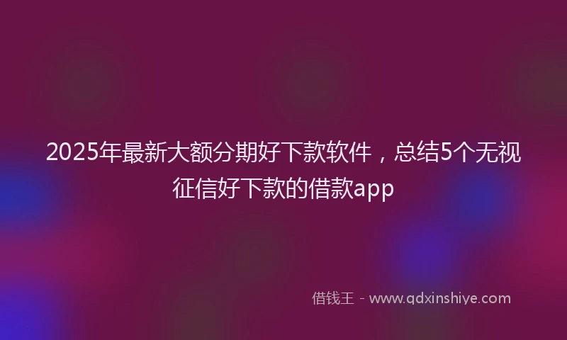 2025年最新大额分期好下款软件，总结5个无视征信好下款的借款app