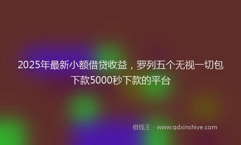 2025年最新小额借贷收益，罗列五个无视一切包下款5000秒下款的平台