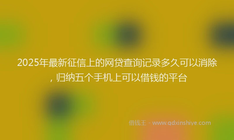 2025年最新征信上的网贷查询记录多久可以消除，归纳五个手机上可以借钱的平台