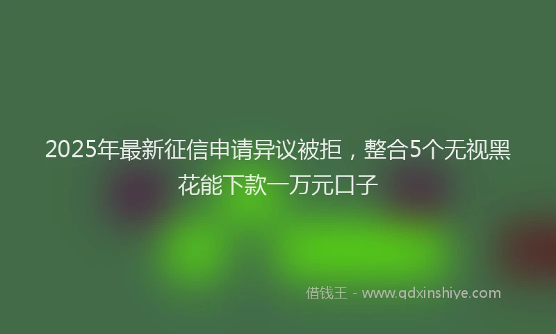 2025年最新征信申请异议被拒，整合5个无视黑花能下款一万元口子
