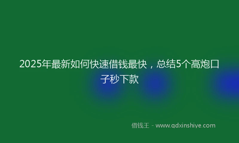 2025年最新如何快速借钱最快，总结5个高炮口子秒下款