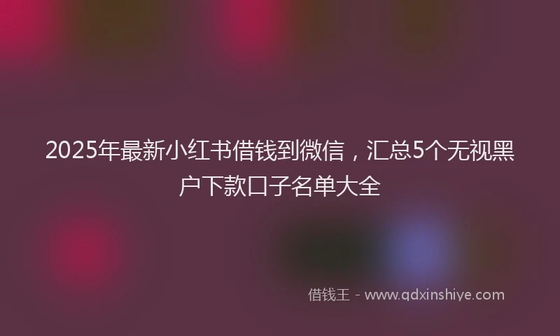 2025年最新小红书借钱到微信，汇总5个无视黑户下款口子名单大全